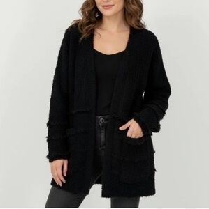 Barefoot Dreams Cozychic Boardwalk Cardigan In Black NWT